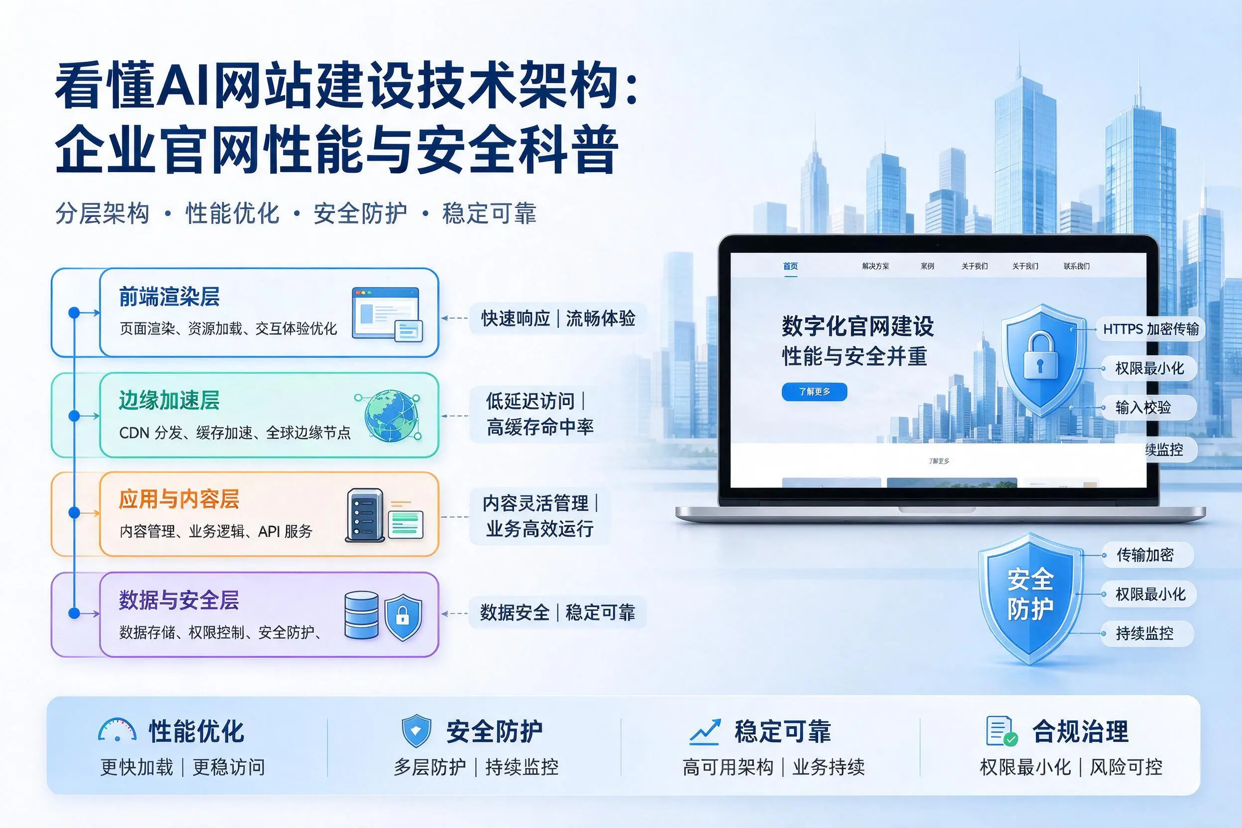 看懂AI网站建设技术架构:贵州企业官网性能与安全科普