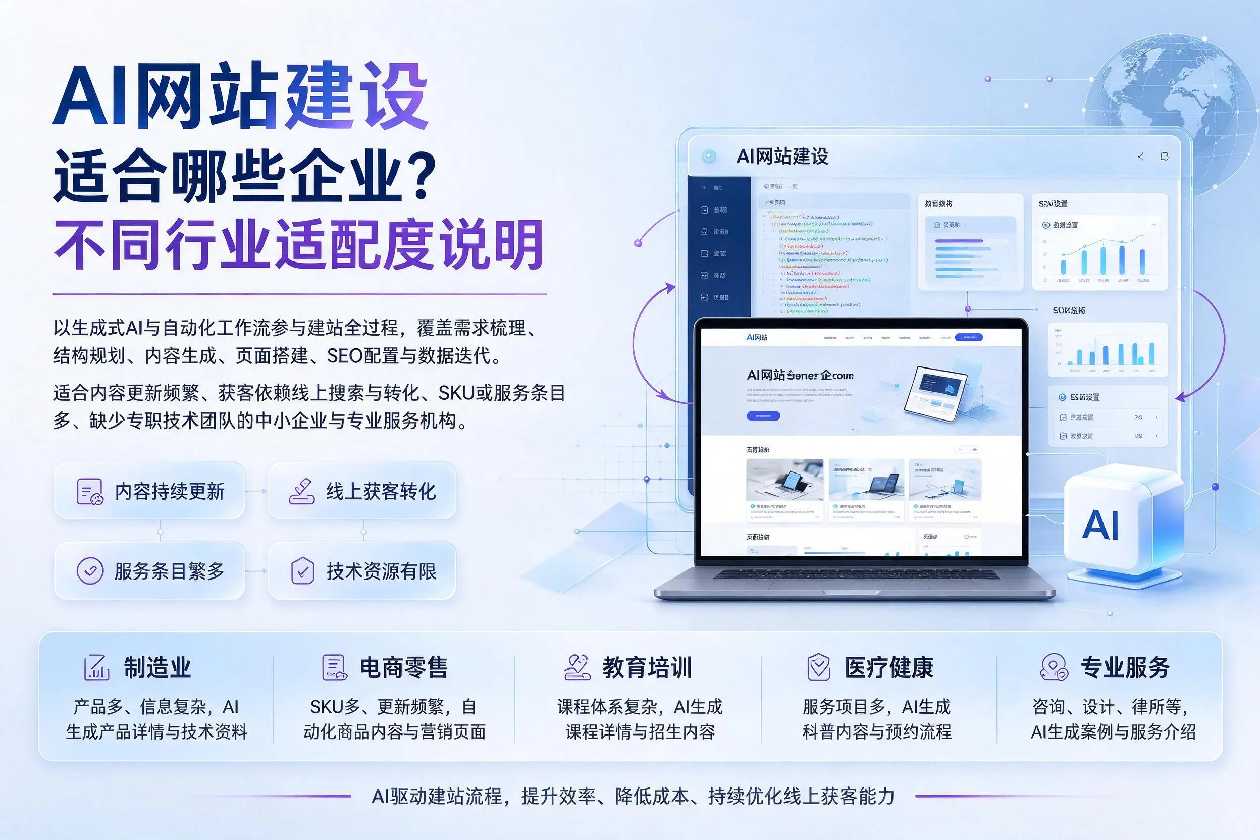 AI网站建设适合哪些企业?贵州不同行业适配度说明